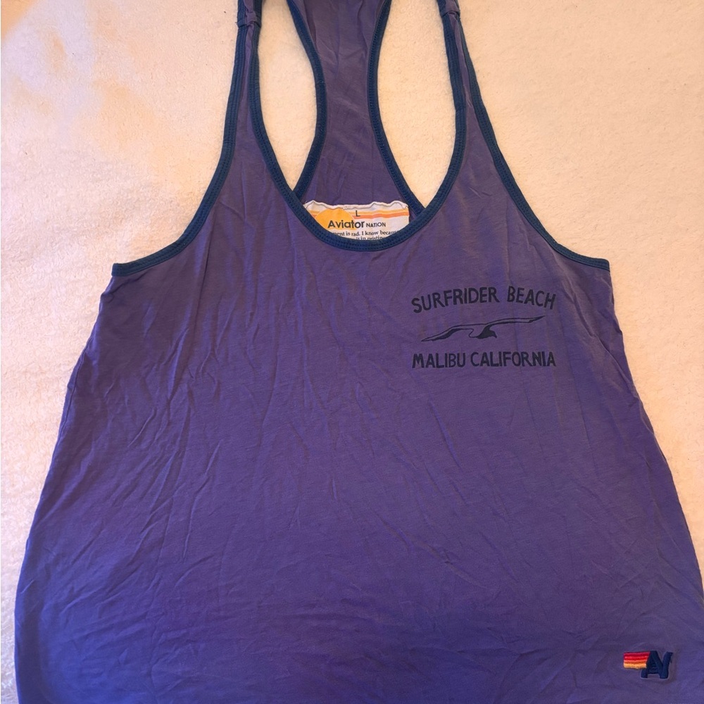 Aviator Nation Surfrider Beach Purple Tank Top